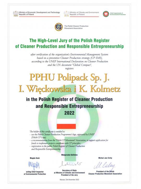 Registro Polaco de Producción más Limpia y Emprendimiento Responsable