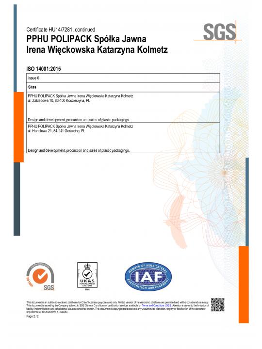 Umweltmanagementzertifikat ISO 14001:2015